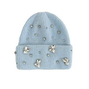 6932 Winter Beanies Sparkle Crystal Rhinestone Cuffed Knitted Beanie Hats